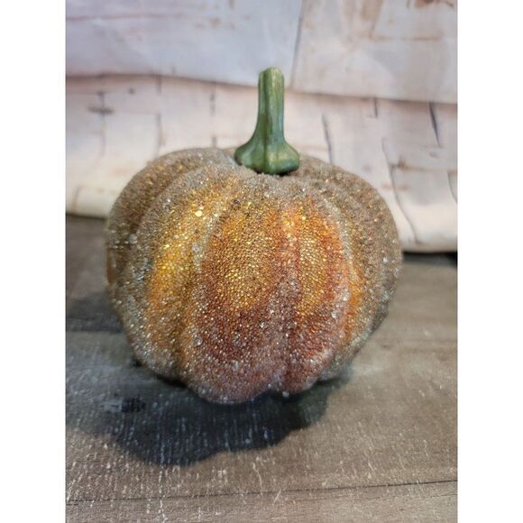 Shiny dark orange pumpkin Halloween fall Decor figure Harvest - Picture 6 of 7